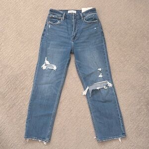 Abercrombie and Fitch straight ankle medium destroy jeans